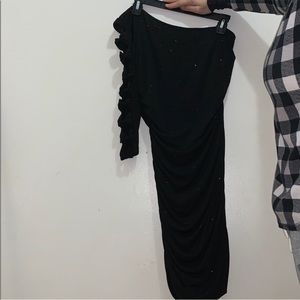 One arm black sparkle dress